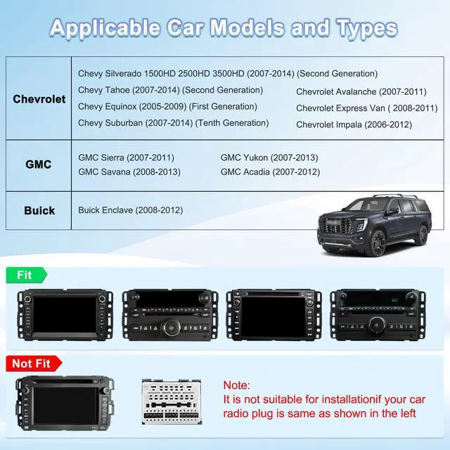 Alt view image 6 of 6 - Car Radio for GMC Sierra Yukon Chevrolet Buick Chevy Silverado, CarPlay