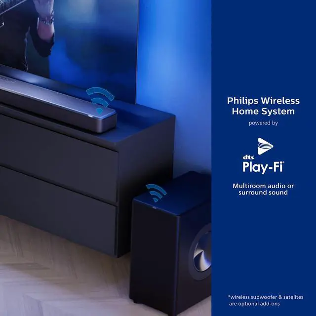 Alt view image 3 of 6 - Fidelio FB1 7.1.2-Channel Surround Sound Soundbar with Integrated Dolby Atmos and Subwoofer + DTS Play-Fi, All-in-One, Premium Design and Materials