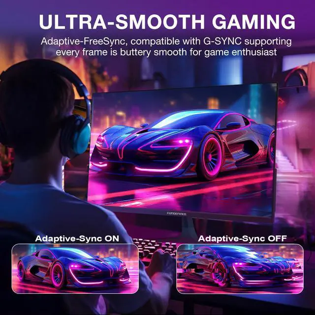 Alt view image 4 of 6 - 27 inch 1440P Gaming Monitor, 200Hz/144Hz Fast IPS 2K Computer Monitor with Speaker, Free-Sync & G-SYNC, 125% sRGB, HDR10, HDMI x2, DisplayPort x2, Compatible with Switch/Xbox/PS5, VESA Mountable