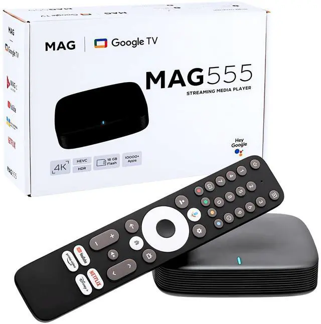 Main image of MAG555 4K Streaming Media Player Google TV OS, Dual-Band Wi-Fi, 4K HDR, Voice-Control Remote Hardware Device Only