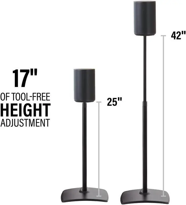 Alt view image 2 of 6 - Height-Adjustable Speaker Stands Pair for Sonos Era 100 - Premium Speaker Stand w/Durable Steel Design & Built-in Cable Managment - Easy DIY Install - Black