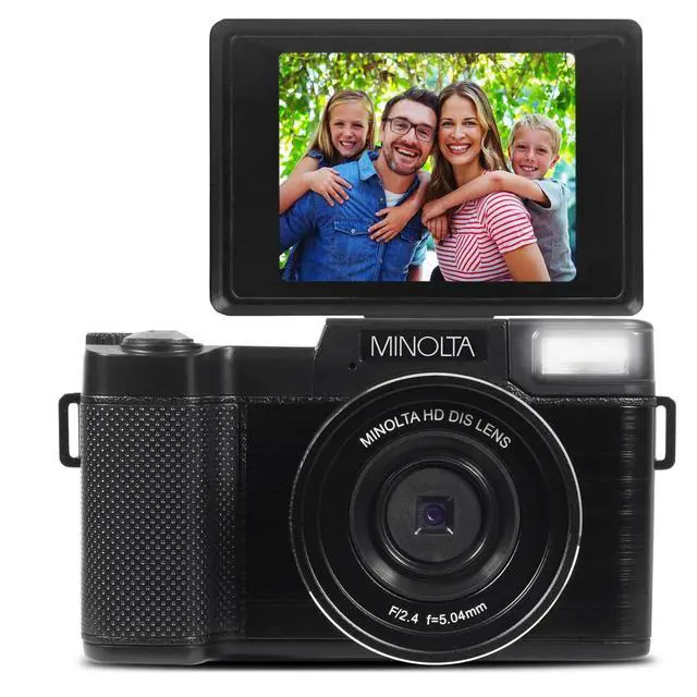 Alt view image 4 of 6 - 30MP Digital Camera 2.7K Ultra HD Video, 3-inch 180° LCD Screen, Face Detection, Anti-Shake, 9 Scene Modes, Photo Burst, Panorama, CMOS Sensor, 32GB Card (Black)