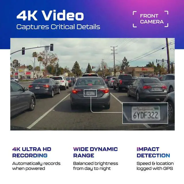 Alt view image 5 of 6 - M550 Pro 3CH Dash Cam 4K - 5G WiFi, 3.19" Screen IR Night Vision - 24H Parking Mode - 3-Channel Dash Cam - Wide-Angle Coverage - Collision Detection - Built-in GPS - Adjustable Camera Lens