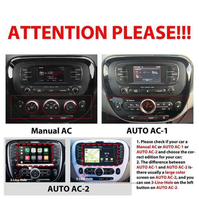 Alt view image 2 of 6 - for Kia Soul 2014-2019 Manual AC Car CarPlay Android Auto Navigation Stereo GPS Radio Reverse Camera Display 9" IPS Touchscreen Headunit Tablet Pad Media Player, if Applicable Quad Core 2G+64G