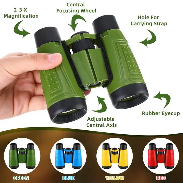 Alt view image 3 of 6 - 24 Pack Christmas Kid Mini Binocular Compass Magnifying Glass Set for 3-12 Years Boy Girl Toddler Gifts Small Compact Telescope Binocular for Bird Watching Outdoor Camping Hiking Exploring