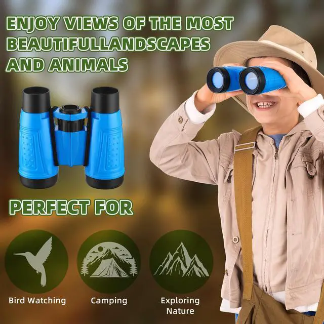 Alt view image 5 of 6 - 24 Pack Christmas Kid Mini Binocular Compass Magnifying Glass Set for 3-12 Years Boy Girl Toddler Gifts Small Compact Telescope Binocular for Bird Watching Outdoor Camping Hiking Exploring