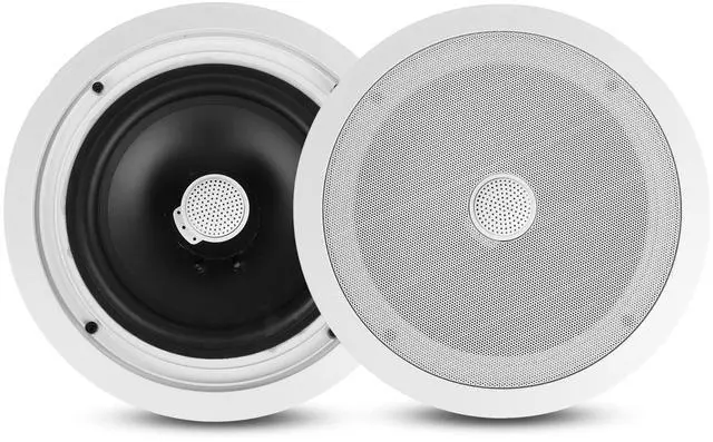 Main image of 8 Ceiling Mount Speakers (Pair)- 2-Way Stereo Speaker System with Easy Install Flush Design - Directable 1 Titanium Dome Tweeter - 55Hz Freq Response for Deep Bass - 300W Peak Power,(White)