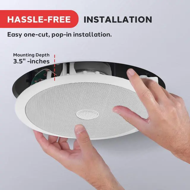 Alt view image 4 of 6 - 8 Ceiling Mount Speakers (Pair)- 2-Way Stereo Speaker System with Easy Install Flush Design - Directable 1 Titanium Dome Tweeter - 55Hz Freq Response for Deep Bass - 300W Peak Power,(White)