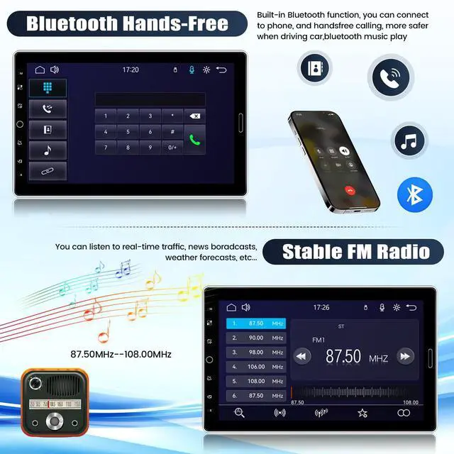 Alt view image 4 of 6 - 10.1 Inch Single Din Car Radio Stereo with Wireless CarPlay&Android Auto, Detachable Touch Screen Radio with Mirror Link AM/FM Radio Bluetooth EQ Audio SWC+Backup Camera+MIC