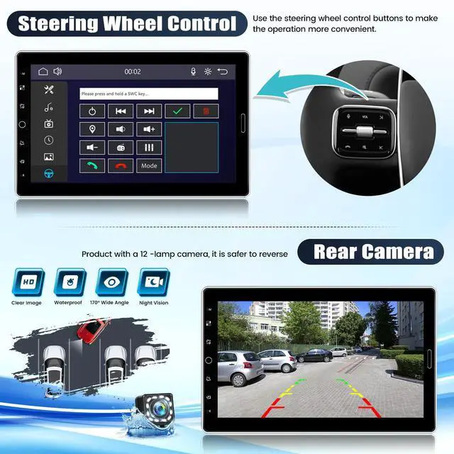 Alt view image 6 of 6 - 10.1 Inch Single Din Car Radio Stereo with Wireless CarPlay&Android Auto, Detachable Touch Screen Radio with Mirror Link AM/FM Radio Bluetooth EQ Audio SWC+Backup Camera+MIC