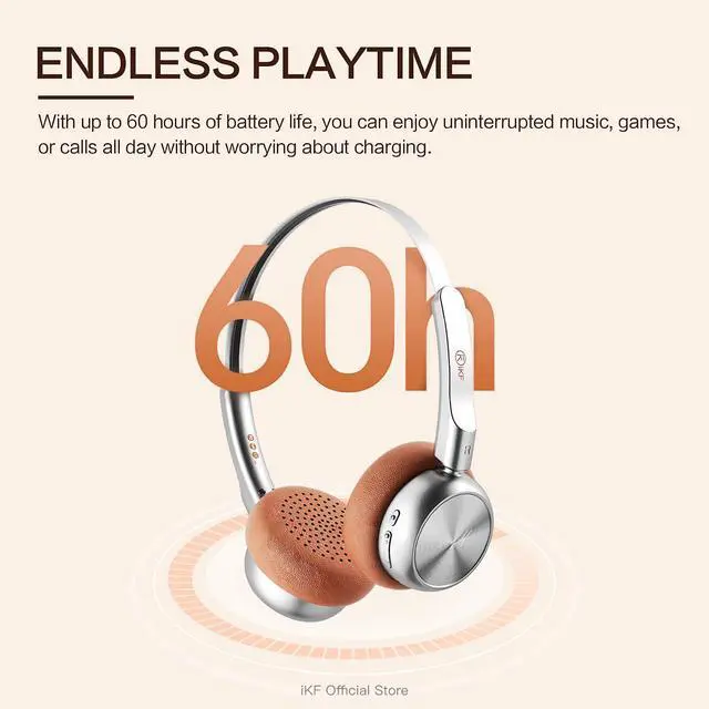Alt view image 5 of 6 - R1 Wireless Bluetooth Headphones, Retro Classic Lightweight Headset, Builti-in Mic, 60H Playback, Dual Device Connectivity, Low Latency, App Customization,Throwback 80s 90s,OOTD, Brown | 38ms Low Late