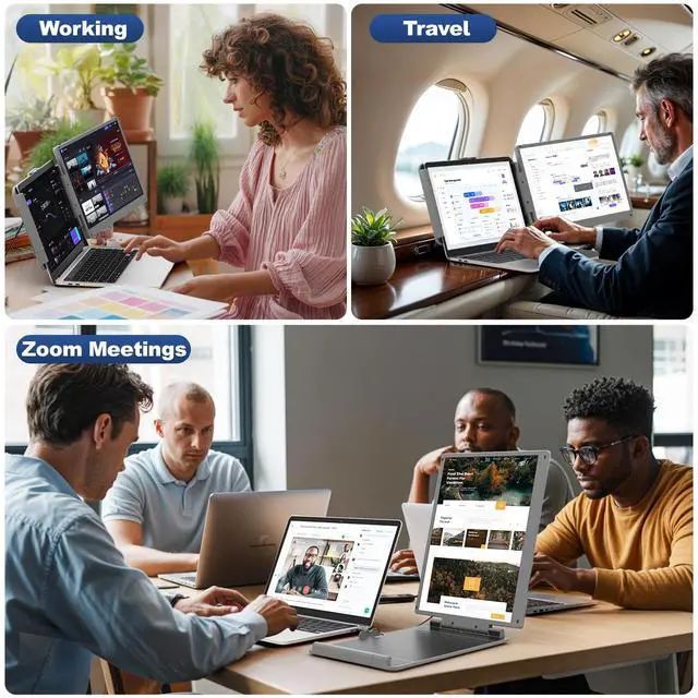 Alt view image 6 of 6 - 14" 2K Ultra-Clear Laptop Screen Extender, Portable Dual Monitor for 13-17 Inch Laptops, USB-C/HDMI Plug & Play IPS Display, Compatible with Mac/Windows/Android/Switch/PS5/Xbox