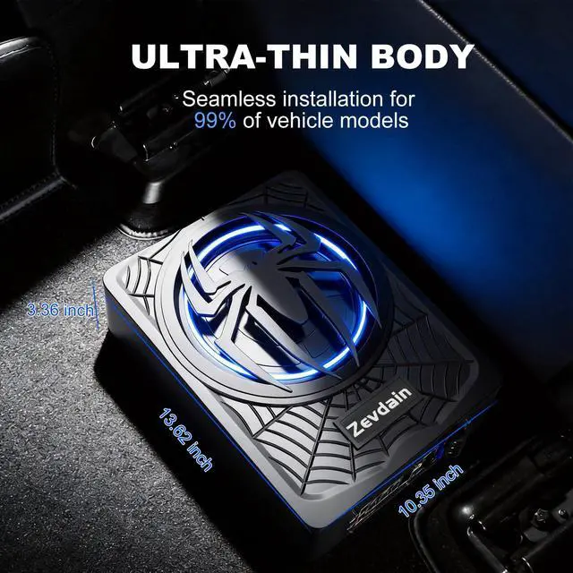 Alt view image 4 of 6 - 1200w subwoofer,Under Seat Subwoofers with Amp(Class D MOSFET Amp) | Slim Under Seat Powered Car Subwoofer,Underseat Car Subwoofer and Amp Package,Truck Sub and Amp Combo(Blue LED)