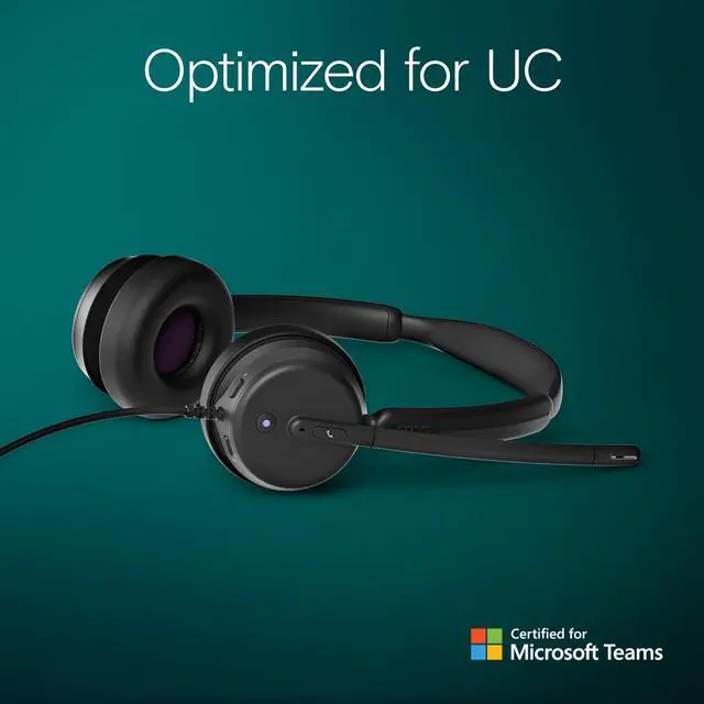 Alt view image 4 of 6 - Impact 460T Binaural On-Ear USB C and USB A Wired Headset with Dual Noise-Canceling Mics, Microsoft Teams Certified, Plug-and-Play, Ideal for Office, Remote Work, Zoom & Business Calls