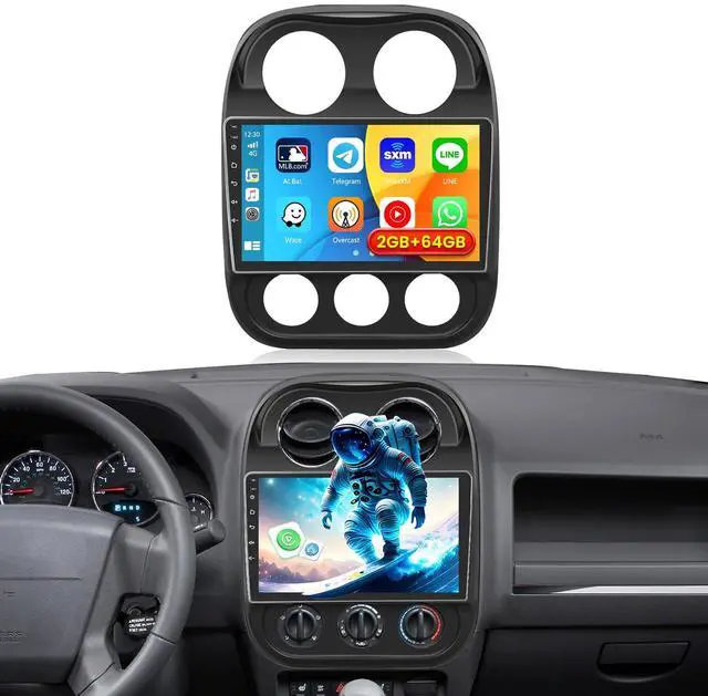 Main image of Car Stereo for Jeep Compass Patriot 2010-2016 Wireless CarPlay Android Auto | 10 Inch HD Touch Screen with 2+64G storage, Compass Radio with 5Ghz WiFi GPS Bluetooth FM/RDS EQ SWC Backup Camera MIC