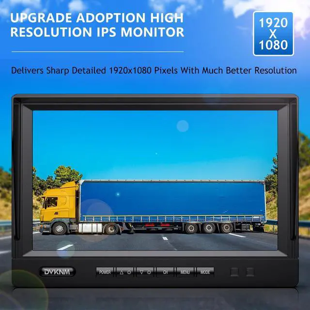 Alt view image 2 of 6 - Wired Backup Camera System, 9" 1080P IPS Monitor & 2 Rear View Camera | Back Up Camera for Truck RV Trailer Tractor Skid Steer, Loop Recording Dual Split Screen IP69 Waterproof Night Vision TH102