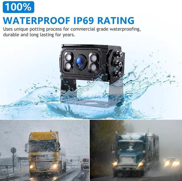 Alt view image 3 of 6 - Wired Backup Camera System, 9" 1080P IPS Monitor & 2 Rear View Camera | Back Up Camera for Truck RV Trailer Tractor Skid Steer, Loop Recording Dual Split Screen IP69 Waterproof Night Vision TH102
