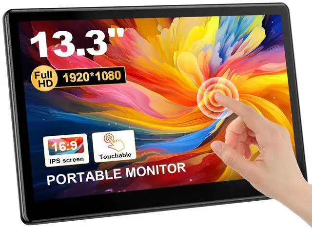 Main image of Industrial Touchscreen Monitor 13.3 inch, FHD 1920×1080 IPS Laptop Touch Monitor HDMI VGA Display Support VESA Mount Compatible with Laptops PC Mac (13.3 Inch)