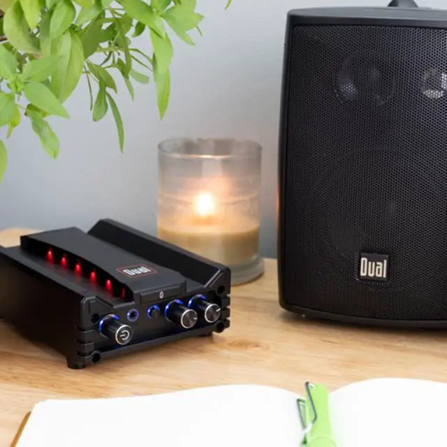 Alt view image 6 of 6 - DBTMA100 Micro 2-Channel Class-D Bluetooth Amplifier | 100W peak power, up to 100ft Bluetooth range, 3.5mm AUX input, stereo RCA outputs, compact black design, for home audio