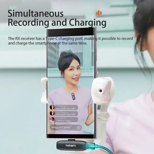 Alt view image 6 of 6 - MIC-01 Wireless Lavalier Microphone, 3-Level Noise Cancelling Built-in TF Card Slot Remote Shutter Control Clip On/Magnet Mic for Smartphone Camera Laptop Tablet