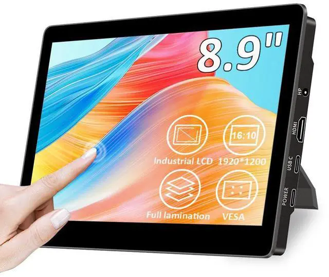 Main image of 8.9 inch Touch Monitor with Stand| 1920 * 1200 |16:10|450Nits|Optical Bonding| HDMI/USB-C Port|Small Monitor for Mini PC Laptop Mac mini