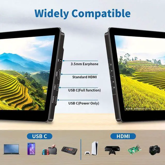 Alt view image 5 of 6 - 8.9 inch Touch Monitor with Stand| 1920 * 1200 |16:10|450Nits|Optical Bonding| HDMI/USB-C Port|Small Monitor for Mini PC Laptop Mac mini