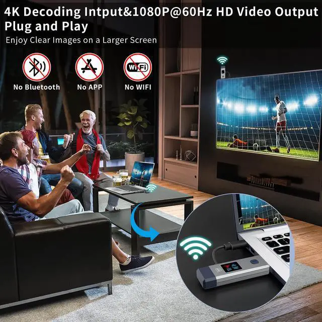 Alt view image 2 of 4 - Wireless HDMI Transmitter and Receiver 328ft/100m 4K Decode Input Plug&Play | 1080P Output 2.4G/5.8G for Audio and Video to Monitor from Computer/Projector/TV Box