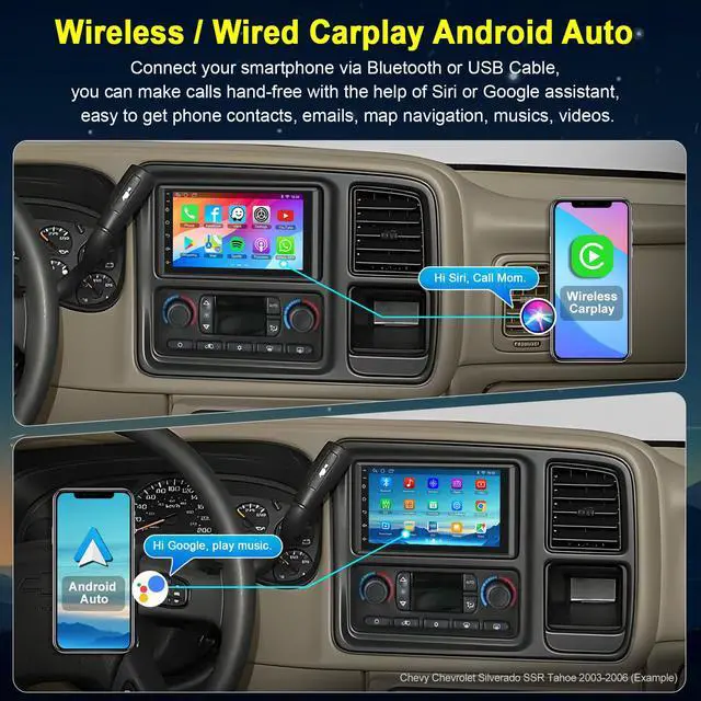 Alt view image 3 of 6 - (4+128GB)Car Radio for 2003-2006 Chevrolet Chevy Silverado GMC Sierra Yukon | Android 14,7 Inch IPS Touch Screen, sierra radio with Bluetooth/WiFi/GPS/FM/SWC/Backup Camera