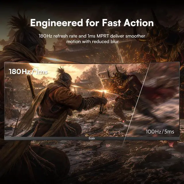 Alt view image 5 of 6 - 34 Inch Ultrawide Curved Gaming Monitor, 180Hz, Height Adjustable | WQHD 3440x1440, 1500R, 4000:1, 127% sRGB, FreeSync, 16.7M, Curvature & 178° Viewing Angle, Base for Computer, Business