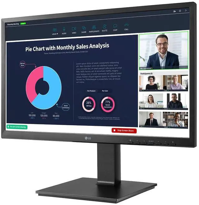 Alt view image 3 of 6 - Electronics 24BP75CP-B 24 Inch Professional PC Screen - IPS Panel FHD (1920x1080), 5ms GtG 75Hz, Stand with Multiple Settings, Speakers, Webcam (2MP) and Built-in Microphone, USB-C (65W)