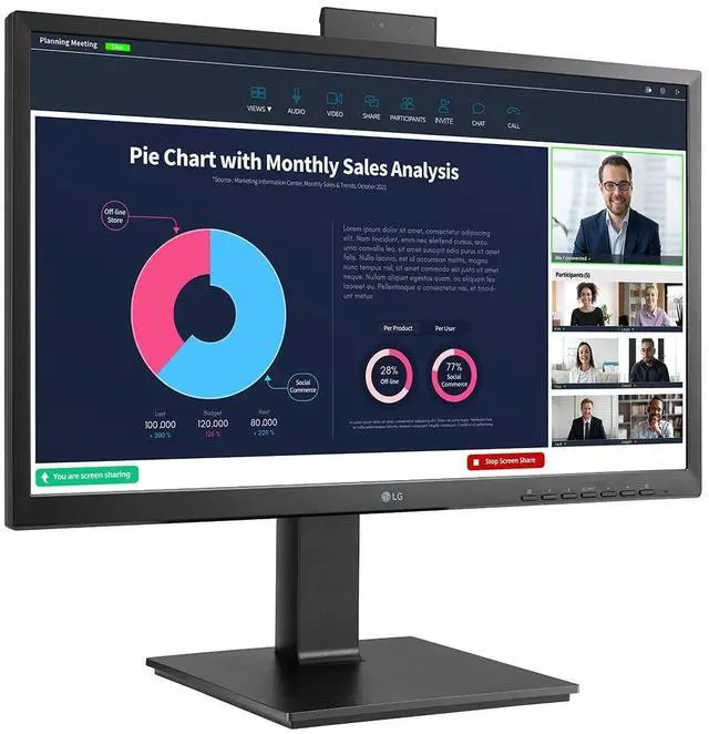 Alt view image 6 of 6 - Electronics 24BP75CP-B 24 Inch Professional PC Screen - IPS Panel FHD (1920x1080), 5ms GtG 75Hz, Stand with Multiple Settings, Speakers, Webcam (2MP) and Built-in Microphone, USB-C (65W)