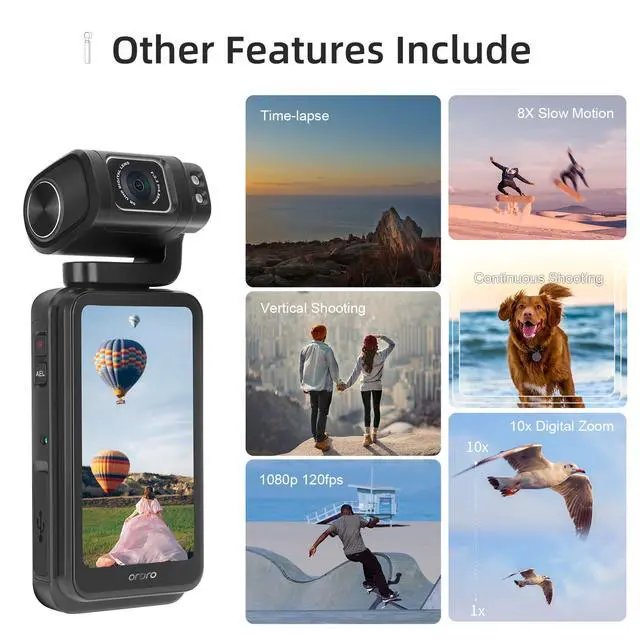 Alt view image 3 of 6 - M3 Handheld Digital Camera, 5K Video Camcorder 48MP 4K/60fps, 3.5'' Flippable Screen 3250mAh Battery WiFi IR Night Vision Camera for YouTube Vlogs w/64G Card