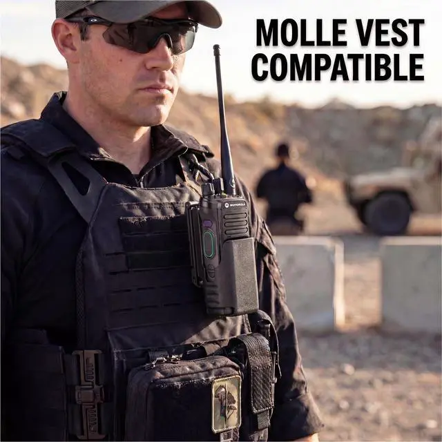 Alt view image 6 of 6 - Tactical Radio Holster for Motorola APX 6000 / APX 8000 - Hard Shell Radio Holder with Elastic Cord Retention, MOLLE Compatible Radio Pouch for Law Enforcement, Security & Tactical Use etc