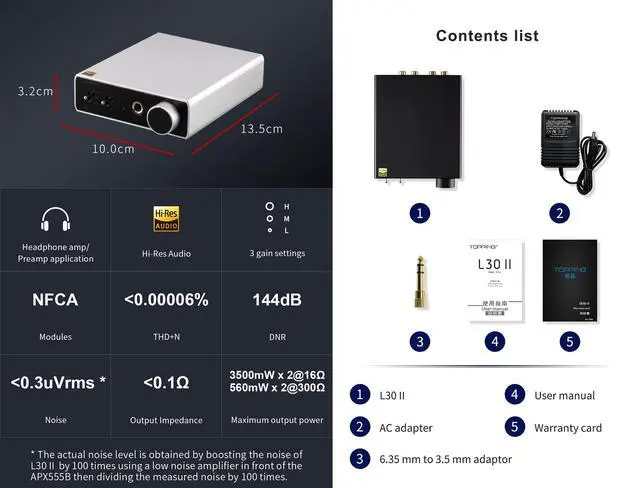 Alt view image 4 of 6 - L30II NFCA Linear Headphone Amp - 6.35mm Jack 3.5mm Adaptor RCA Input and Output 37Vpp high Output Voltage Mini HiFi Amp Audio Hi-Res Preamplifier (Black)