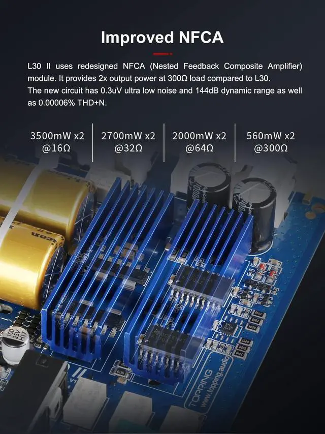 Alt view image 5 of 6 - L30II NFCA Linear Headphone Amp - 6.35mm Jack 3.5mm Adaptor RCA Input and Output 37Vpp high Output Voltage Mini HiFi Amp Audio Hi-Res Preamplifier (Black)