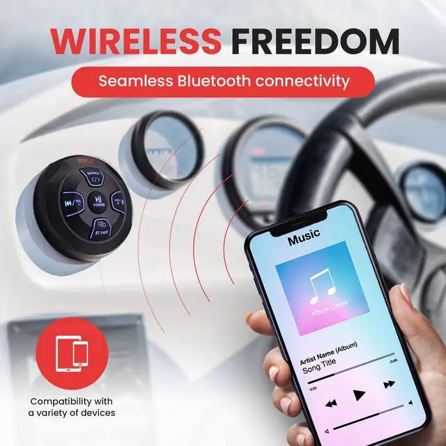 Alt view image 3 of 6 - Dual 6.5 Waterproof Marine Audio Kit with Bluetooth Amplified Receiver & Handheld Microphone, Complete Onboard Sound System with 6.5 Marine Speakers for Boats and Watercraft (White)
