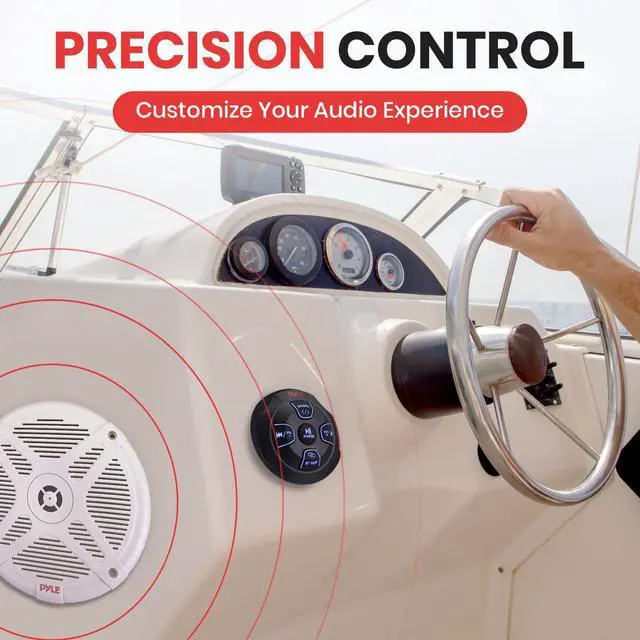 Alt view image 4 of 6 - Dual 6.5 Waterproof Marine Audio Kit with Bluetooth Amplified Receiver & Handheld Microphone, Complete Onboard Sound System with 6.5 Marine Speakers for Boats and Watercraft (White)