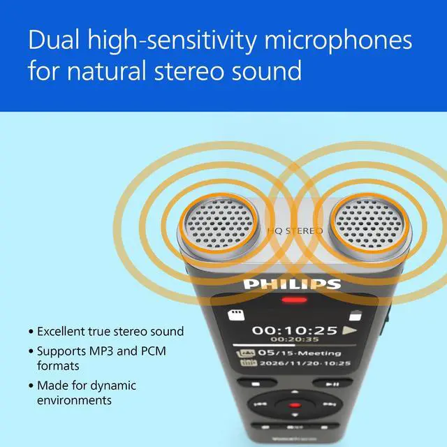 Alt view image 5 of 6 - DVT2075 VoiceTracer, Audio Recorder, MP3 and PCM, Microphones, Rich Stereo Sound. Sembly AI Trial License: Transcription, AI Created Summaries, AI Powered Meeting Insights