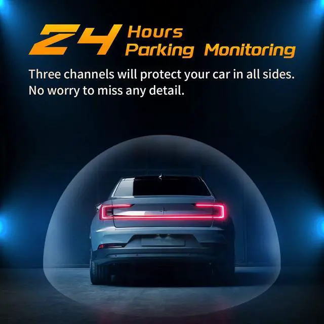 Alt view image 6 of 6 - T1-pro Dash Cam Front and Rear Inside 3 Channel 1080P, Adjustable Lens Dash Camera for Cars with 8 IR Lamps Night Vision, Three Ways Triple Car Camera, Loop Recording, G-Sensor, Parking Monitor
