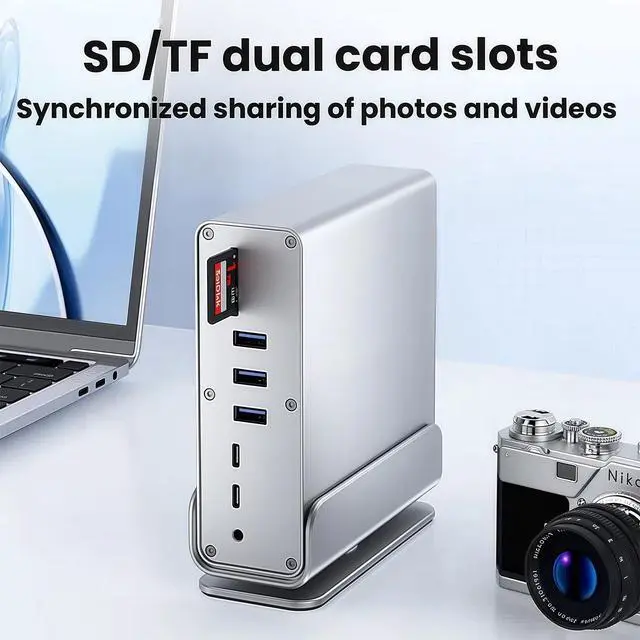 Alt view image 3 of 6 - 15-in-1 USB C Hub/Docking Station Dual Monitor 2 HDMI with Ethernet PD | 4k HD Triple Display (2x HDMI+1x DP), Gigabit Ethernet, 100W PD Charging, 20X Faster Transfer (10Gbps) with USB 3.2,TF/SD