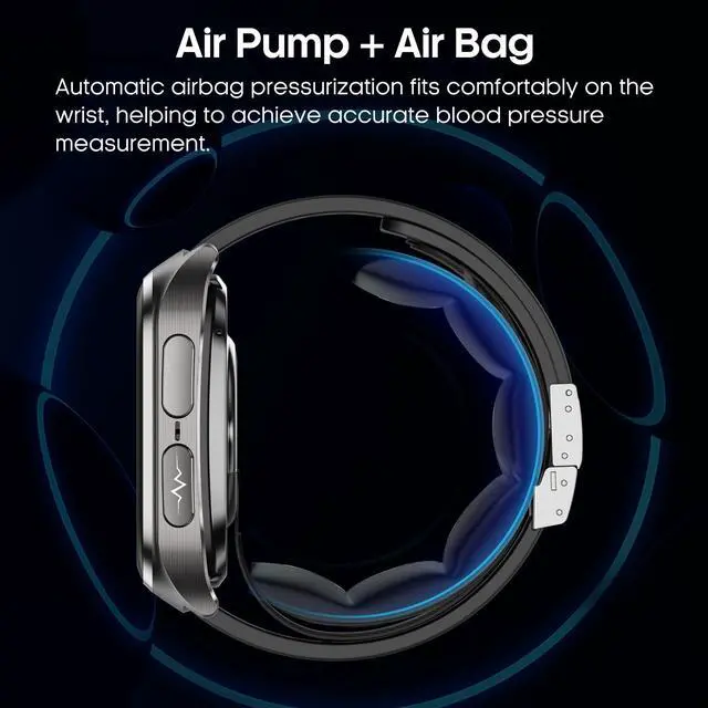 Alt view image 2 of 6 - Blood Pressure Smart Watch,2.06" AMOLED HD Large Screen,Voice Broadcast,Air Pump Air Bag,Bluetooth Call,24/7 Heart Rate Blood Oxygen Sleep Monitoring,Activiy Tracker,SOS
