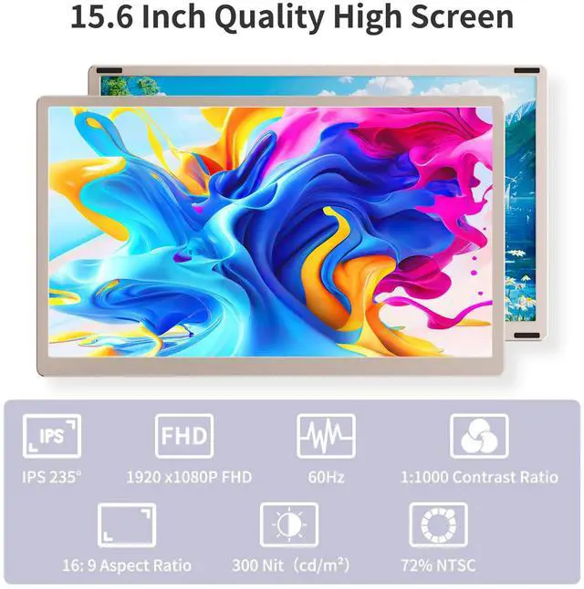 Alt view image 2 of 6 - S6 Laptop Screen Extender Monitor Portable, 15.6'' Dual Screen Monitors for Laptop Plug and Play, FHD 1080P IPS Multi Triple Monitor for 13''-17'' Laptops Compatible with Mac/Wins/Android/Dex