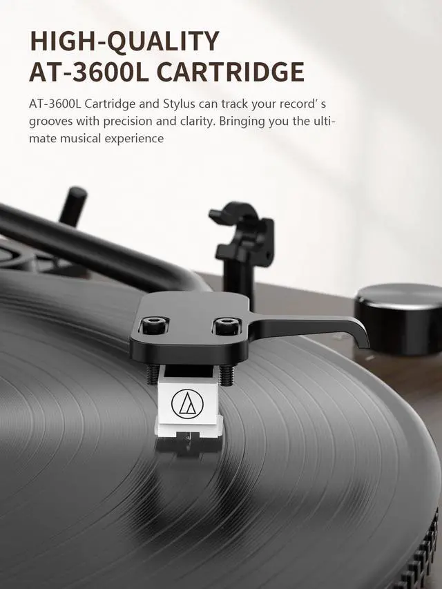 Alt view image 4 of 6 - Vinyl Record Player Belt Drive 2-Speed Playback Turntable Bluetooth Wireless Output Connectivity Record Player with Magnetic Cartridge Built-in Phono Pre-amp