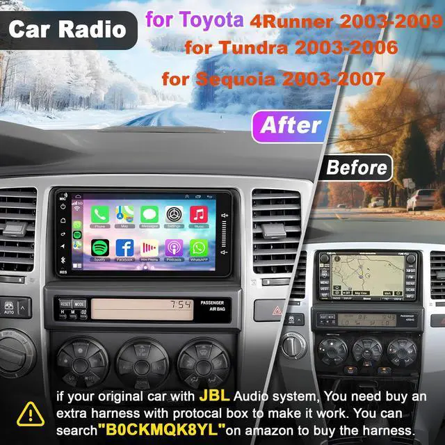 Alt view image 2 of 6 - Car Stereo Radio for Toyota 4Runner 2003-2009, for Tundra 2003-2006, for Sequoia 2003-2007,Support Carplay& Android Auto, Bluetooth&Voice Control, Back-up Camera& Steering Wheel Control,GPS,FM Radio