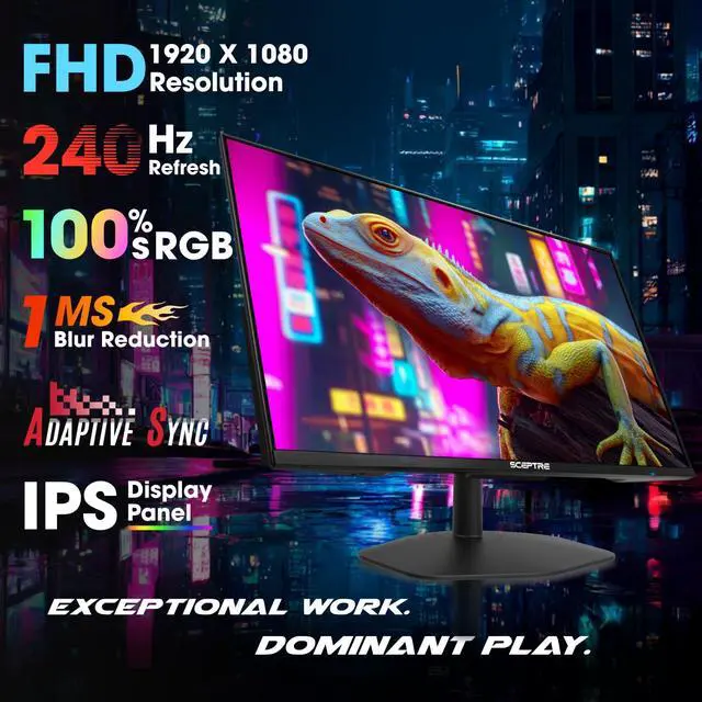 Alt view image 4 of 6 - New! 27-inch IPS Gaming Monitor up to 240Hz DisplayPort HDMI Build-in Speakers, Machine Black 2027 (E275B-FP240 Series)