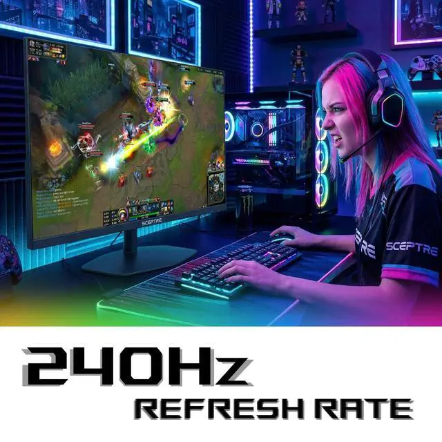 Alt view image 5 of 6 - New! 27-inch IPS Gaming Monitor up to 240Hz DisplayPort HDMI Build-in Speakers, Machine Black 2027 (E275B-FP240 Series)