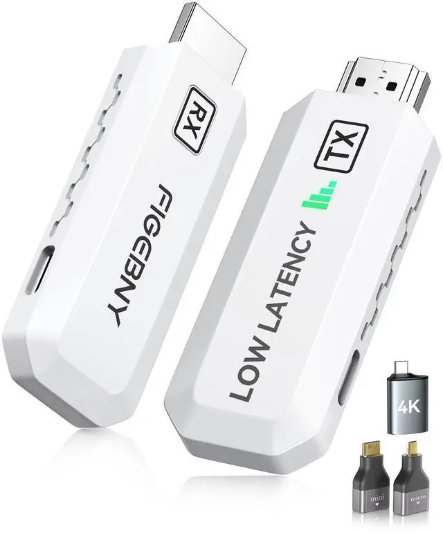 Main image of Wireless HDMI Transmitter and Receiver 4K Decode 1080P Output Ultra Low Latency, Plug&Play 2.4G/5G Portable Extender, 165FT HD Display Adapter for TV Box/PC/Laptop/Projector/DV/Camera White