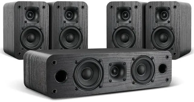Main image of 5.0 Home Theater System, HiFi Surround Sound Speakers | 230W Peak Power, Dialogue Clarity, Passive, Classic Retro Wood Grain, For TV/PC, Amplifier Required, Cable Not Included