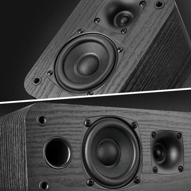 Alt view image 2 of 6 - 5.0 Home Theater System, HiFi Surround Sound Speakers | 230W Peak Power, Dialogue Clarity, Passive, Classic Retro Wood Grain, For TV/PC, Amplifier Required, Cable Not Included