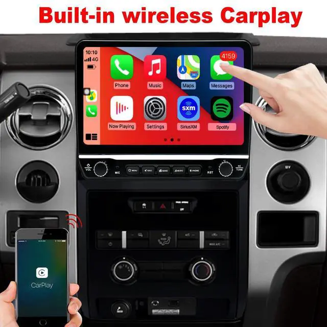 Alt view image 3 of 6 - for Ford F150 Radio Upgrade 2009 2010 2011 2012,QLED Touch Screen Stereo,8 Core CPU,Carplay Android Auto Ready,Keep OEM Steering Wheel Control,Back Camera Included,Only fit Manual AC